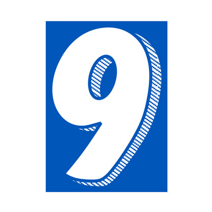 7.5" White/Blue Adhesive Number