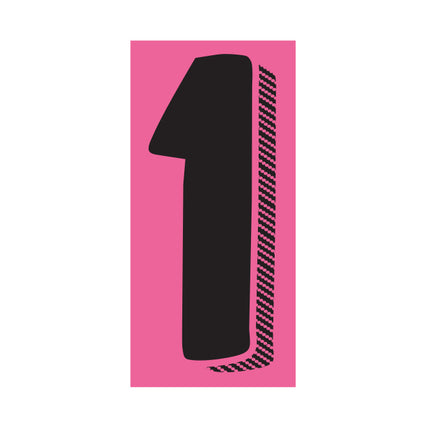 7.5" Hot Pink/Black Adhesive Number