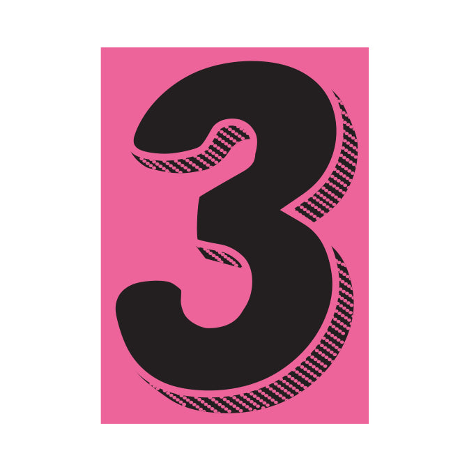 7.5" Hot Pink/Black Adhesive Number