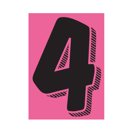 7.5" Hot Pink/Black Adhesive Number