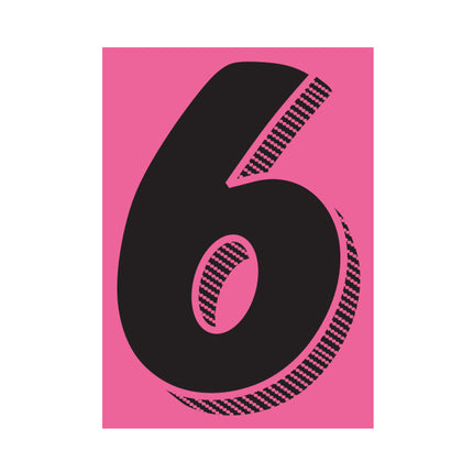 7.5" Hot Pink/Black Adhesive Number