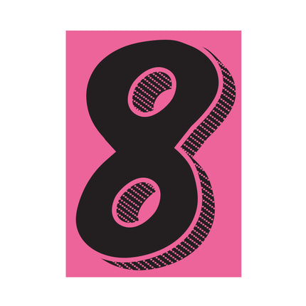 7.5" Hot Pink/Black Adhesive Number