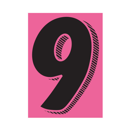 7.5" Hot Pink/Black Adhesive Number