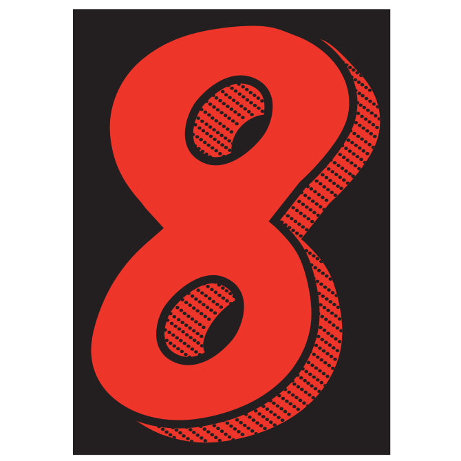 7.5" Black/Red/White Adhesive Number