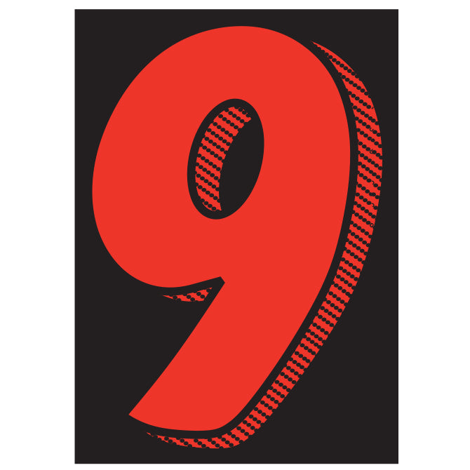 7.5" Black/Red/White Adhesive Number