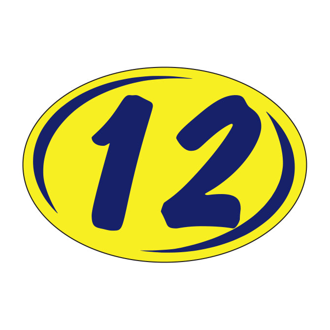 Oval Year Model Stickers (2 Digit) - Blue/Yellow