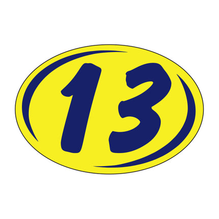 Oval Year Model Stickers (2 Digit) - Blue/Yellow