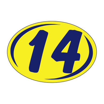 Oval Year Model Stickers (2 Digit) - Blue/Yellow