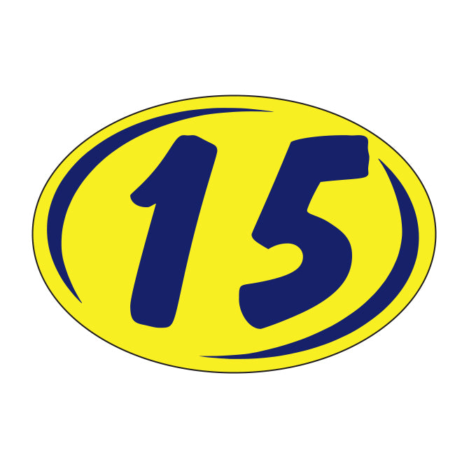 Oval Year Model Stickers (2 Digit) - Blue/Yellow
