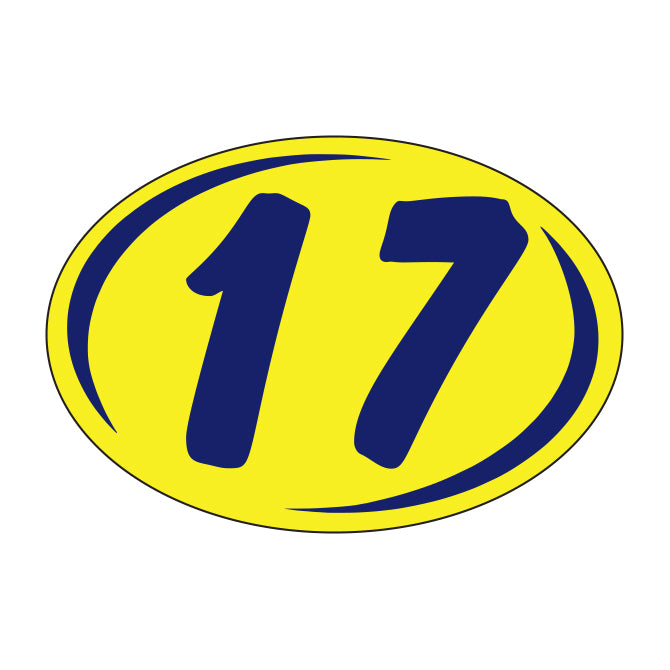 Oval Year Model Stickers (2 Digit) - Blue/Yellow