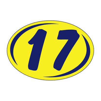 Oval Year Model Stickers (2 Digit) - Blue/Yellow