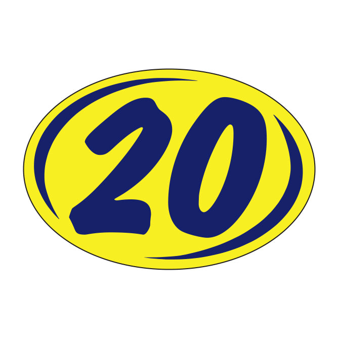 Oval Year Model Stickers (2 Digit) - Blue/Yellow
