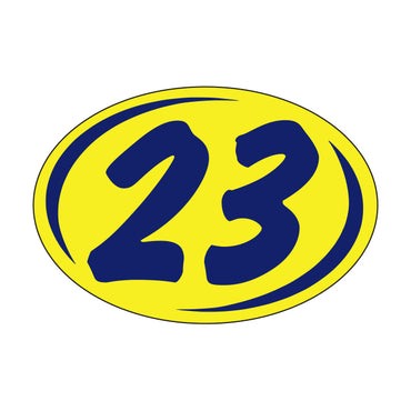Oval Year Model Stickers (2 Digit) - Blue/Yellow