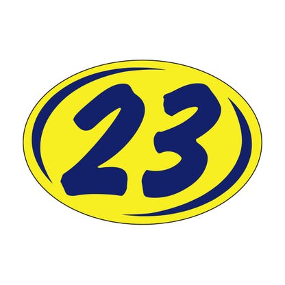 Oval Year Model Stickers (2 Digit) - Blue/Yellow