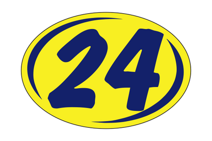Oval Year Model Stickers (2 Digit) - Blue/Yellow