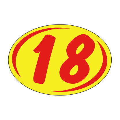 Oval Year Model Stickers (2 Digit) - Red/Yellow
