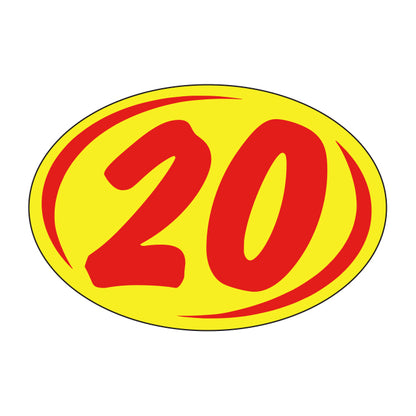 Oval Year Model Stickers (2 Digit) - Red/Yellow
