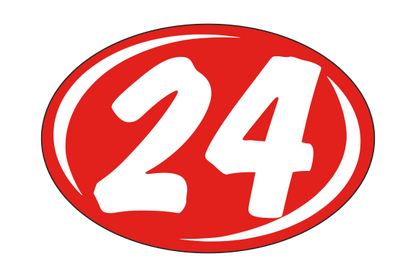 Oval Year Model Stickers (2 Digit) - Red/White