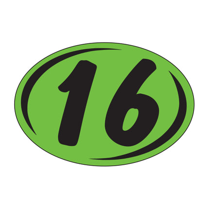 Oval Year Model Stickers (2 Digit) - Green/Black