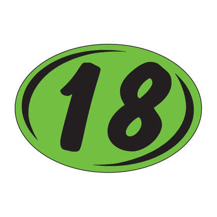 Oval Year Model Stickers (2 Digit) - Green/Black