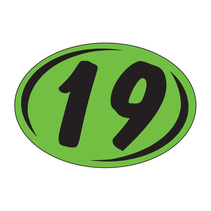 Oval Year Model Stickers (2 Digit) - Green/Black