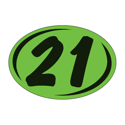 Oval Year Model Stickers (2 Digit) - Green/Black
