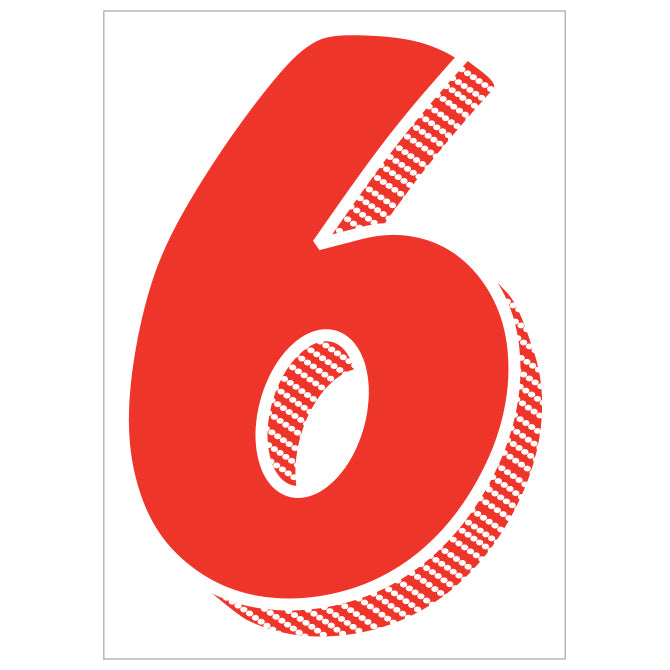 7.5" Red/White Adhesive Number