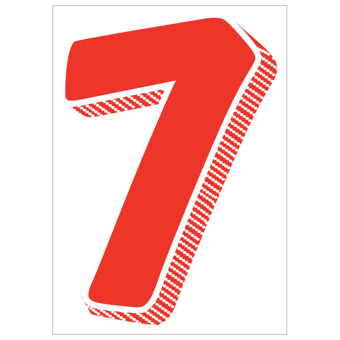 7.5" Red/White Adhesive Number