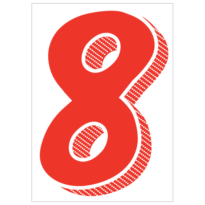 7.5" Red/White Adhesive Number