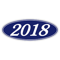 Oval Year Model Stickers - Blue/White