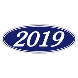 Oval Year Model Stickers - Blue/White