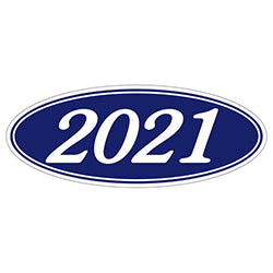 Oval Year Model Stickers - Blue/White