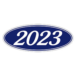 Oval Year Model Stickers - Blue/White