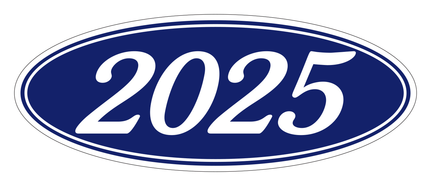 Oval Year Model Stickers - Blue/White