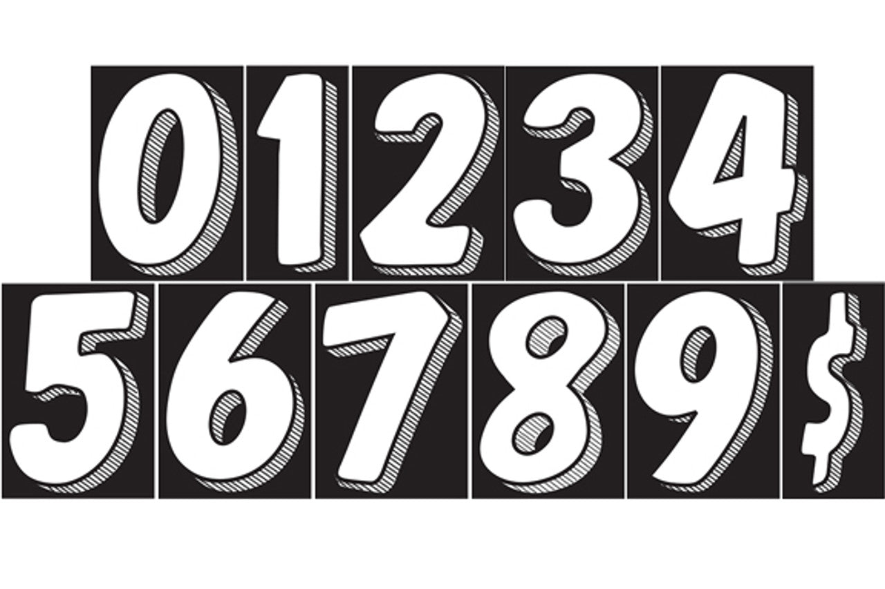 7.5" Black/White Adhesive Number (With Shading)
