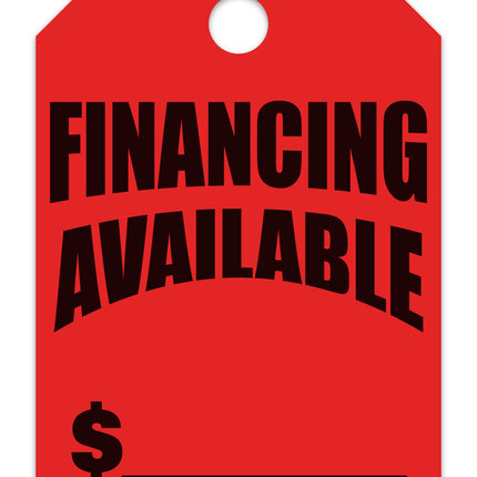 Mirror Hang Tags (Jumbo) - "Financing Available"