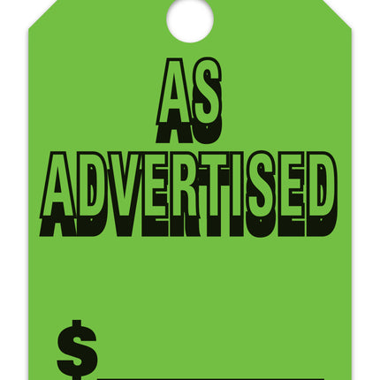 Mirror Hang Tags (Jumbo) - "As Advertised"