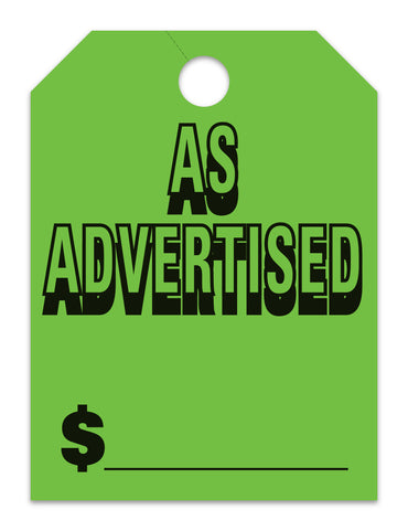 Mirror Hang Tags (Jumbo) - "As Advertised"