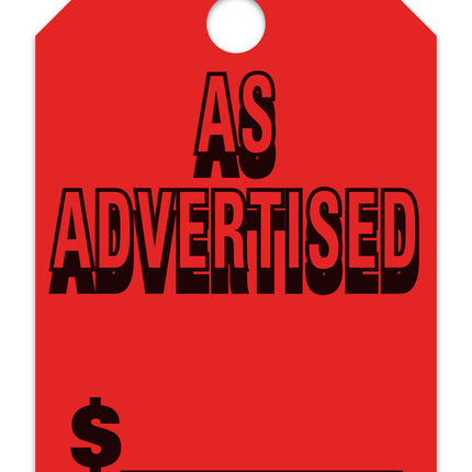 Mirror Hang Tags (Jumbo) - "As Advertised"