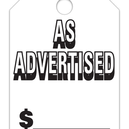 Mirror Hang Tags (Jumbo) - "As Advertised"