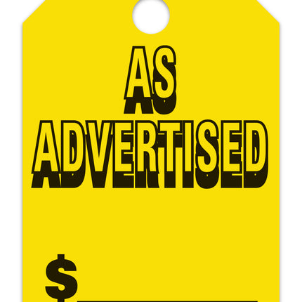 Mirror Hang Tags (Jumbo) - "As Advertised"