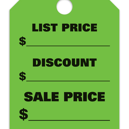 Mirror Hang Tags (Jumbo) - "List Price, Discount, Sale Price"