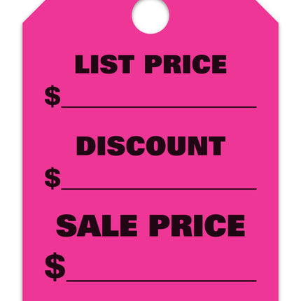 Mirror Hang Tags (Jumbo) - "List Price, Discount, Sale Price"