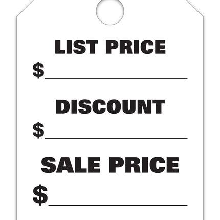 Mirror Hang Tags (Jumbo) - "List Price, Discount, Sale Price"