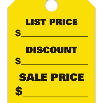 Mirror Hang Tags (Jumbo) - "List Price, Discount, Sale Price"