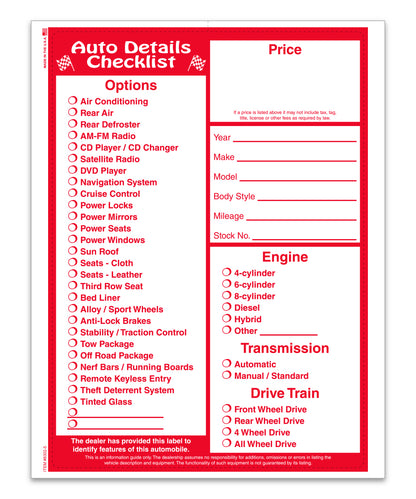 8.5" x 11" Laser Window Sticker, Red Text, Perm. Adh., 1 Part - Qty 250