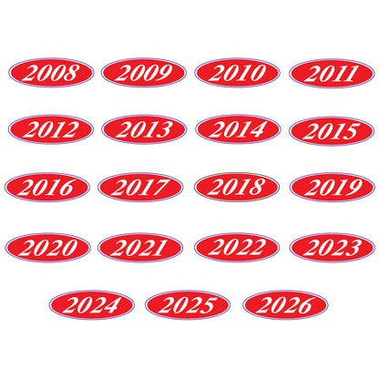 Oval Year Model Stickers - Red/White