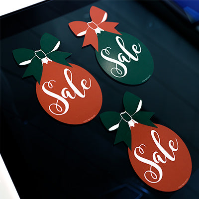 Ornament Holiday Decal - Red w/ Green Bow (12 pk)