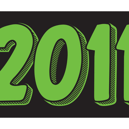 Rectangle Year Window Sticker - GREEN on BLACK - Qty. 12