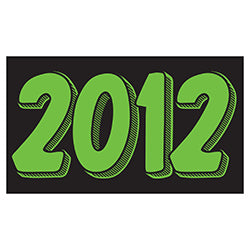 Rectangle Year Window Sticker - GREEN on BLACK - Qty. 12